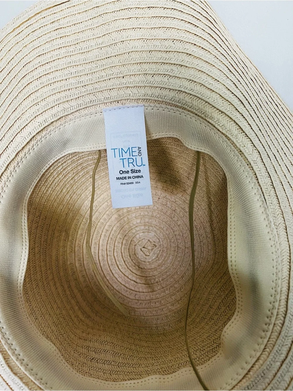 Time and Tru Women's Wide Brim Straw Sun Hat - Cream